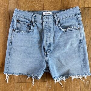 Agolde Light Blue Raw Hem Denim Cutoff Shorts